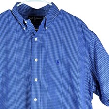 Vintage Polo Ralph Lauren Blake 90s Blue Plaid Short Sleeve Shirt Men  s Large