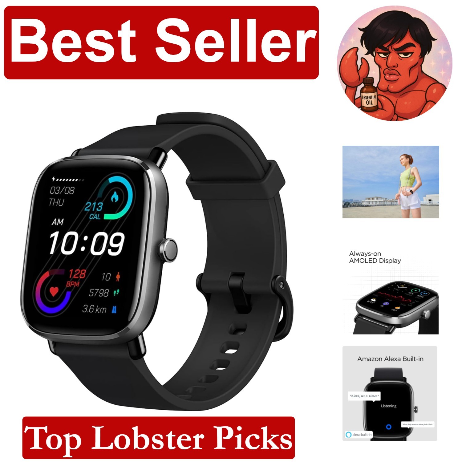 GTS 2 Mini Smart Watch for Men with Alexa and 14-Day Battery for Android iPhone