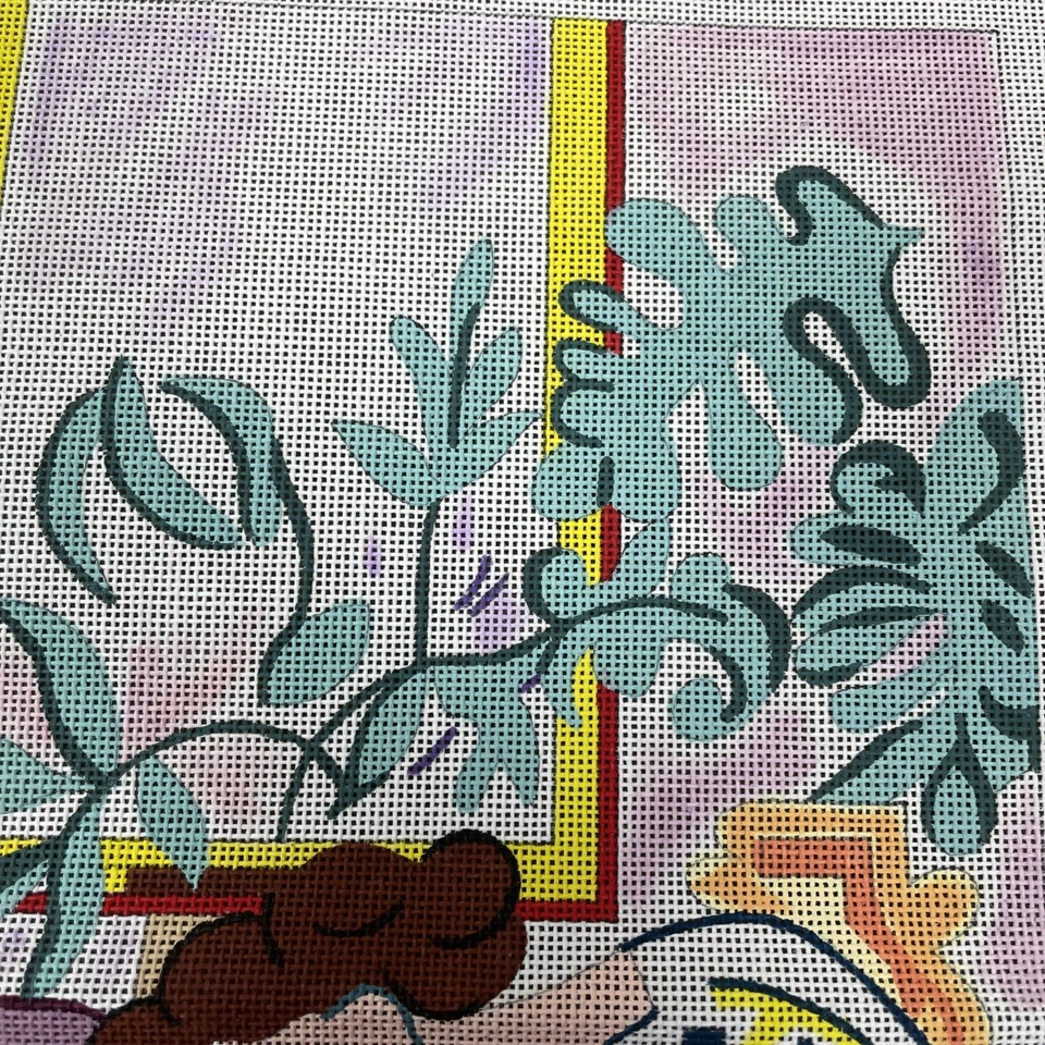 Handpainted Needlepoint Canvas Matisse Still Life With Sleeping Woman 14x14 - Image 3 of 4