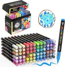 72 Colors Acrylic Paint Markers – Water-Based Acrylic Paint Pens with Brush Tip