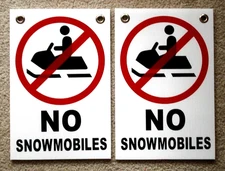 2 NO SNOWMOBILES WITH SYMBOL 8X12 Plastic Coroplast Signs w/Grommets NEW white