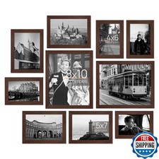 upsimples 10 Pack Brown Picture Frames Collage Set - 8x10, 5x7, 4x6 for Wall/Tab