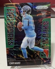 CAM WARD 2025 Panini Prizm Football GREEN WAVE PRIZM Fireworks Insert RC SP
