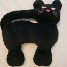 Plush Black Cat Pillow Yellow Eyes No Tag 16inX15inX3in