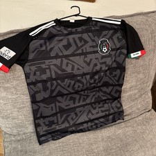 Large Black Mexico Jersey Men’s With White Stripes