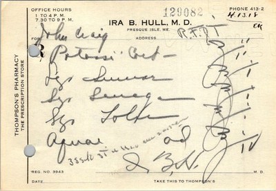 Vintage 1950s Doctor Prescription Script Maine Letterhead Hammermill Bond