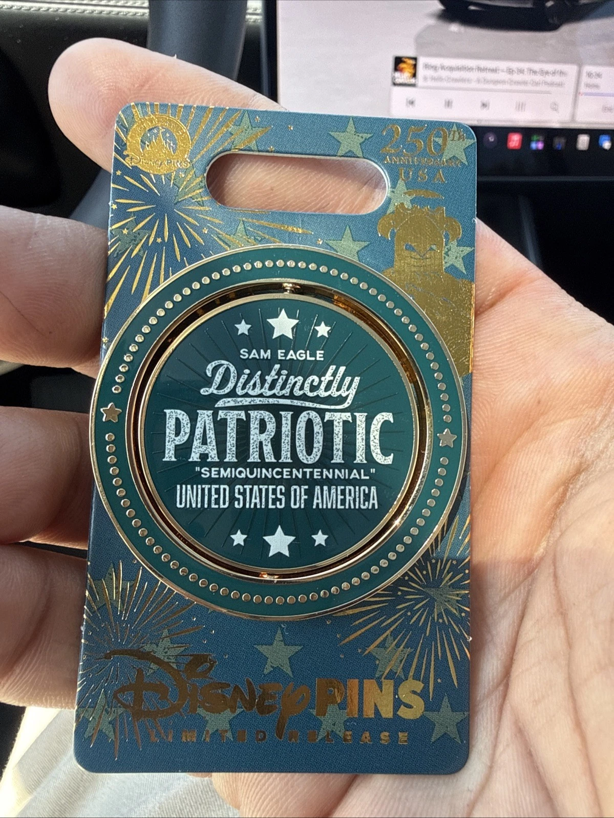 2026 Disney Parks USA 250th Anniversary Sam Eagle Muppets Spinner Pin LR