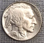1934 Buffalo Nickel Full Horn XF / AU  - Great eye appeal - U.S. Coins: 5C