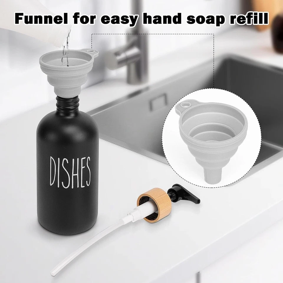 Juego Dispensador de Jabón de Vidrio, Jabón para Plato Recargable 2.75"L x 2.75"W x 7.5"H (Paquete de 2) Foto 2 de 4