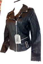 Nwt Ci Sono By Cavalini Women's Size Medium Black Faux Leather Motorcycle Jacket