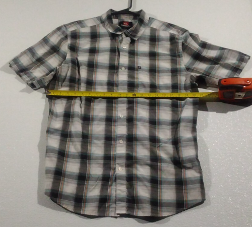 Jungen Quicksilver Kurzarm Hemd, schwarz/weiß/grau/blau/orange, Größe L