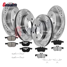 Front Rear Drilled Brake Rotors + Ceramic Brake Pads for 2012 - 2018 Ford Focus