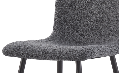 Set of 4 Grey Modern Boucle Velvet Fabric Kitchen Dining Chairs Soft Padded Seat - Picture 2 of 8