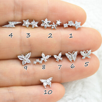50pcs CZ Ear Helix Bar Cartilage Earring Tragus Earring Studs Body Piercing 16G