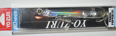 yo zuri 3d prism inshore saltwater pencil popper 5 3/8''  r1433-c4 silver black