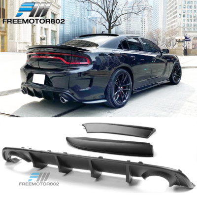 Fits 2015-2023 Dodge Charger SRT Rear Diffuser & 2PC Side Aprons Matte Black