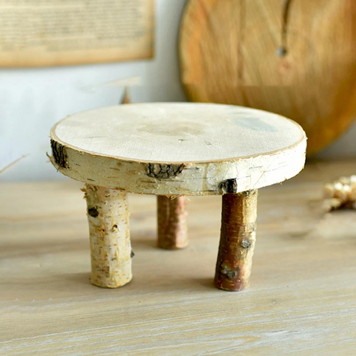 Round wooden bathroom stool deals