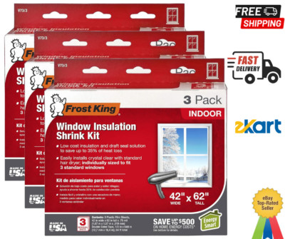 Frost King V73/3H Indoor Shrink Window Kit 42 62-Inch, Clear, 9-Pack, Clear