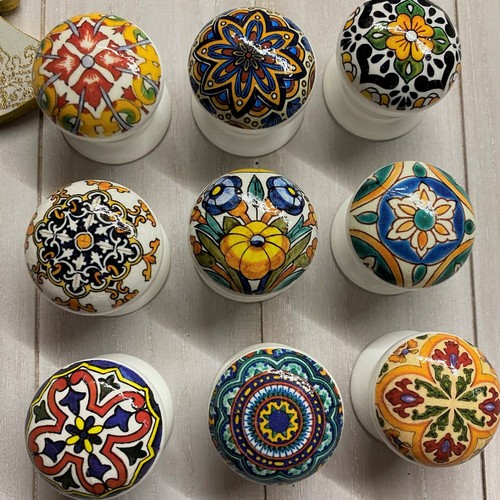 SPANISH TILE STYLE DECOUPAGE CUPBOARD KNOB, DRAWER KNOB eBay