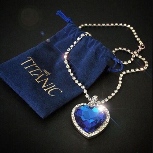 Titanic Heart of the Ocean Blue Heart Love Crystal Pendant with Silver Necklace✅ - Picture 1 of 11