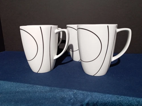 Corelle Coordinates Simple Lines Coffee Cups set of 4 Tea Cups