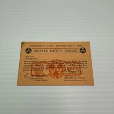 Bicycle Safety League Membership Card 1951 Texas Division Travelers Protective