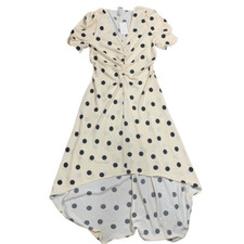 A new day Womens Large midi/maxi dress ruching puff sleeves high low Cream NWT