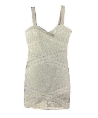 NWT Women's H & M Divided Glittery Sparkle Silver Bodycon Party Dress - Size 8