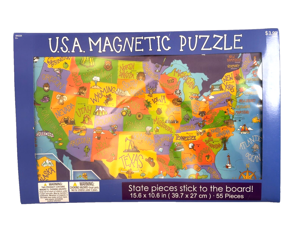 USA Magnetic Puzzle Map 55 Piece 15.6