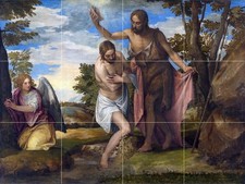 El Bautismo de Cristo Azulejo Mural Cocina Baño Pared Salpicadero Mármol Cerámica