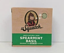 Dr Squatch Men's Natural Soap Spearmint Basil 5oz Bar Zero Grit