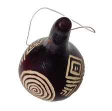 Rare Africa Calabash Shaker Carved Burnished Traditional Tribal Decoration - AJ1