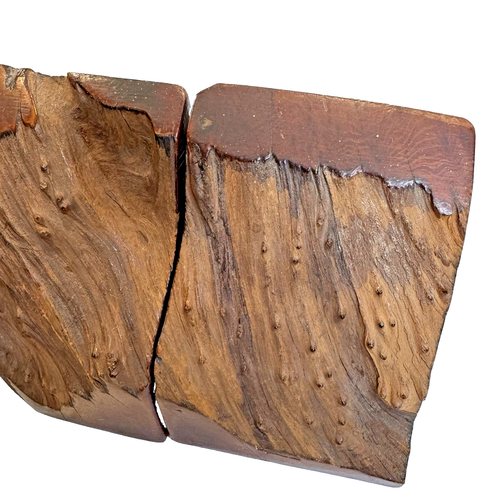 Lotto 2 Fermalibri Vintage MCM Recuperato Legno Massello Burl Pesante 5"x3,75" Circa Usato in Ottime Condizioni - Foto 21 di 22