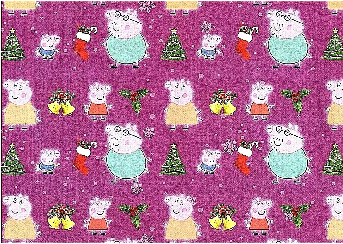 Peppa Pig Christmas Wrapping Paper Gift Wrap Kids Quality Xmas 4 Sheets 4 tags