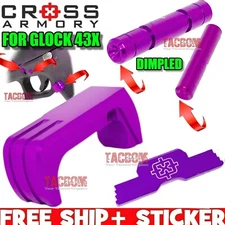 Cross Armory PURPLE for Glok 43X DIMPLE Pins Extended Magazine Catch Slide Lock 