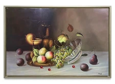 Hungryartist -Original Oil Painting of Still-Life Fruits on Canvas 24x36 Framed