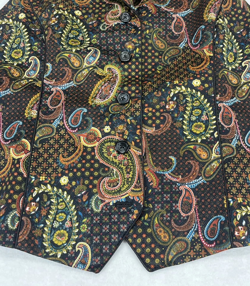 Colete feminino Orvis Paisley forrado de colarinho novo sem etiquetas G - Imagem 3 de 4