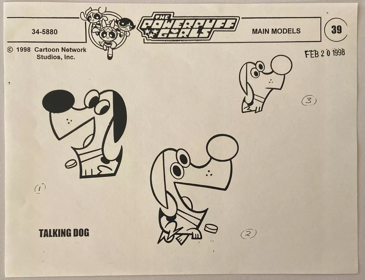 The Powerpuff Girls - Production Model Sheet - Talking Dog Poses - 98-05