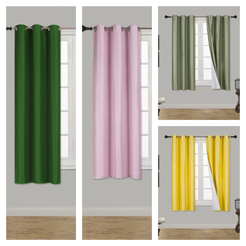 New 2 Panels Blackout Curtains Thermal Insulated Foam Lined Grommet Drapes K92