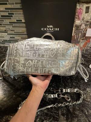 Coach Poppy Silver Spotlight Limited Edition Story Patch Leather