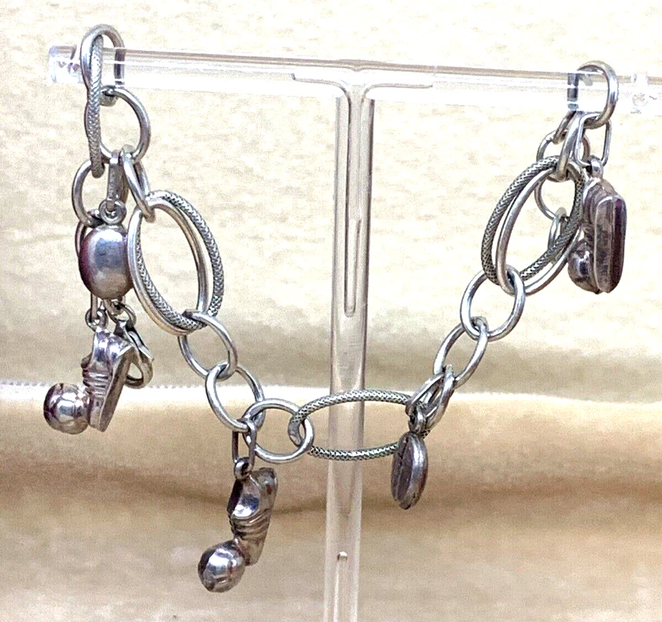BRACCIALE ANNI 70 CON CHARM IN ARGENTO 925 LUNGO CM 20/22 - Immagine 2 di 4