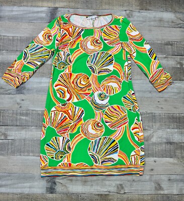 Trina Turk Dress Womens 8 Green 3/4 Sleeve Psychedelic Casual Pullover |  eBay