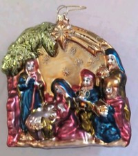 Nativity Christmas Ornament, Baby Jesus, Star, Shinny
