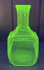 Vintage Anchor Hocking Green Depression Glass Decanter Bottle Art Deco Glass