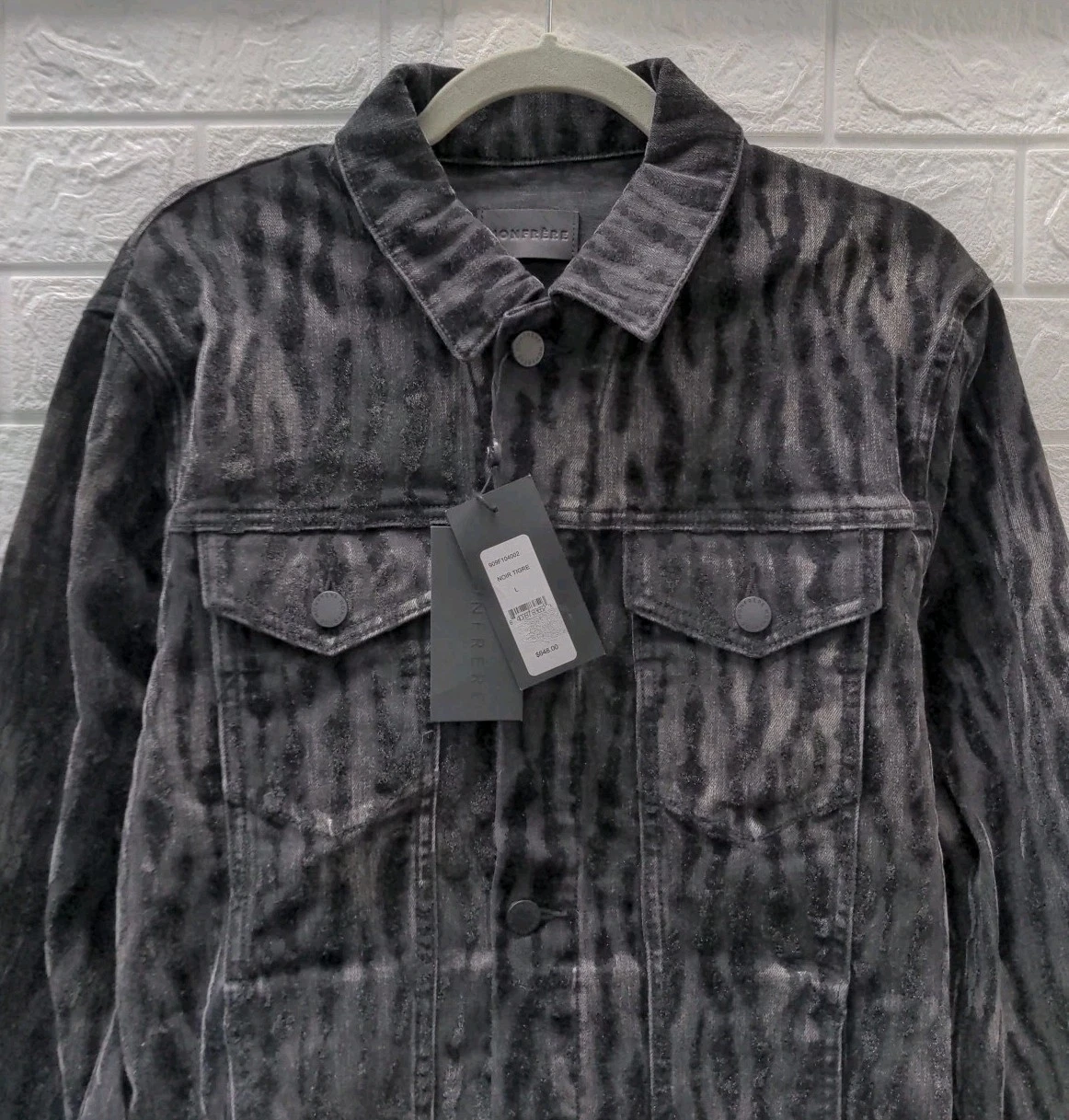 New Monfrere Dean Noir Tigre Denim Trucker Jacket Men's Size L image 2