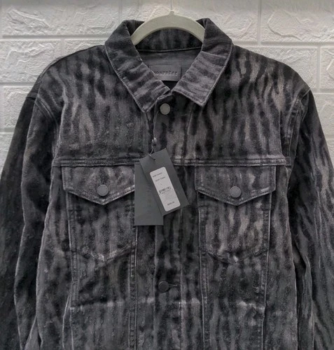 New Monfrere Dean Noir Tigre Denim Trucker Jacket Men's Size L image 2