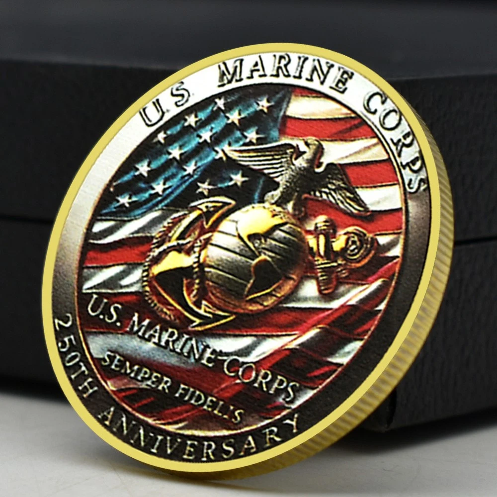 USMC 250th Anniversary Golden Coin Military Commemorative Medal