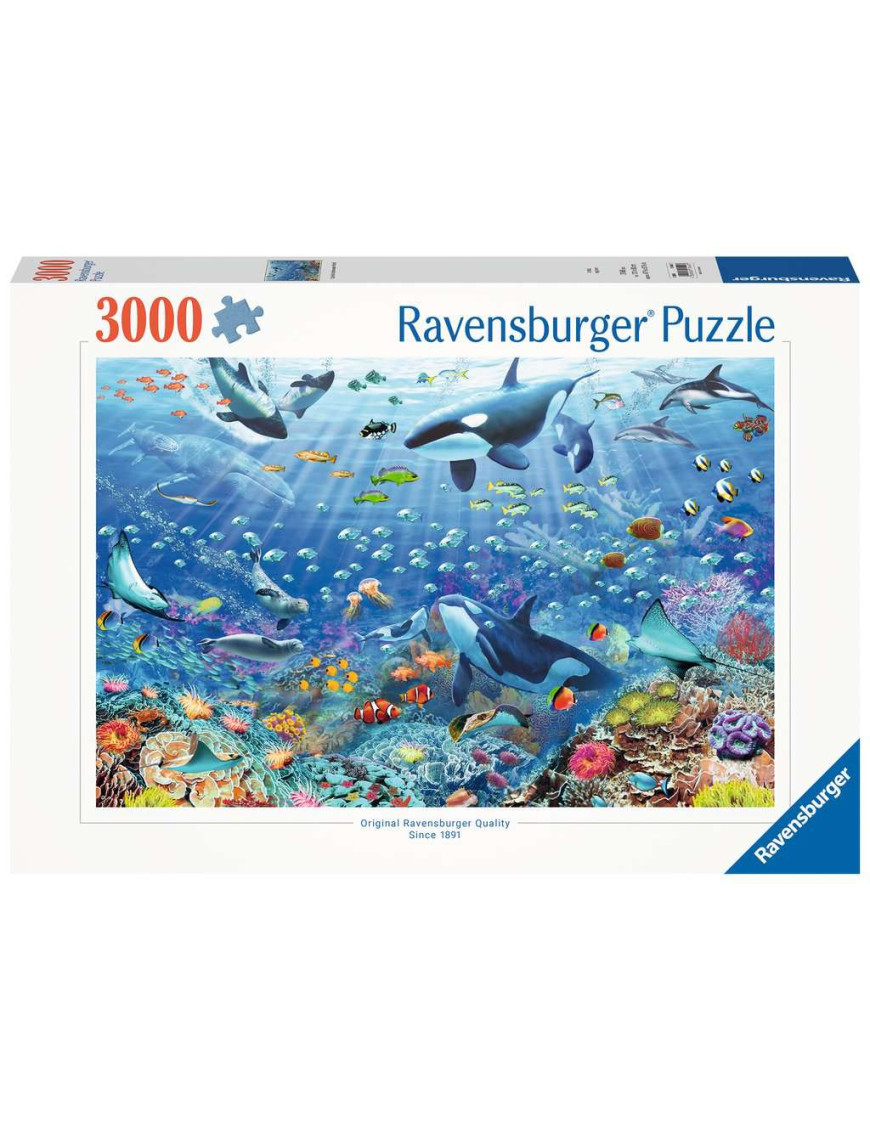 Puzzle 3000 p Monde sous-marin coloré Ravensburger carton premium Softclick haute précision