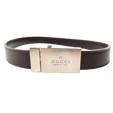 Gucci Leather Belt Logo Buckle Narrow Brown