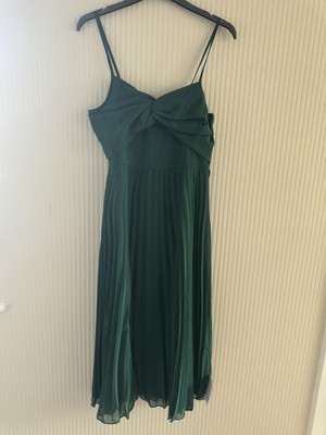 Dark green pleated midi dress size 8 from ASOS | eBay UK